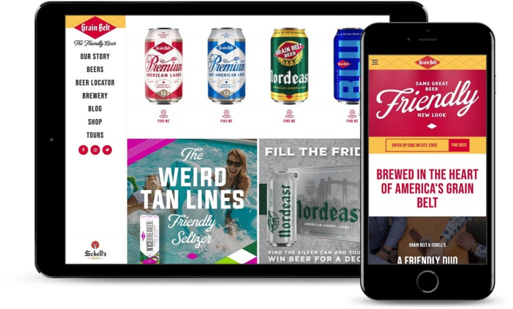 Grain Belt site showcased on a tablet and iphone