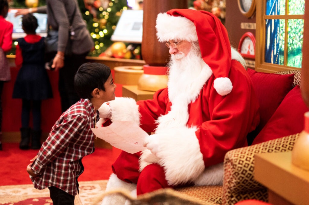 young boy meeting Santa